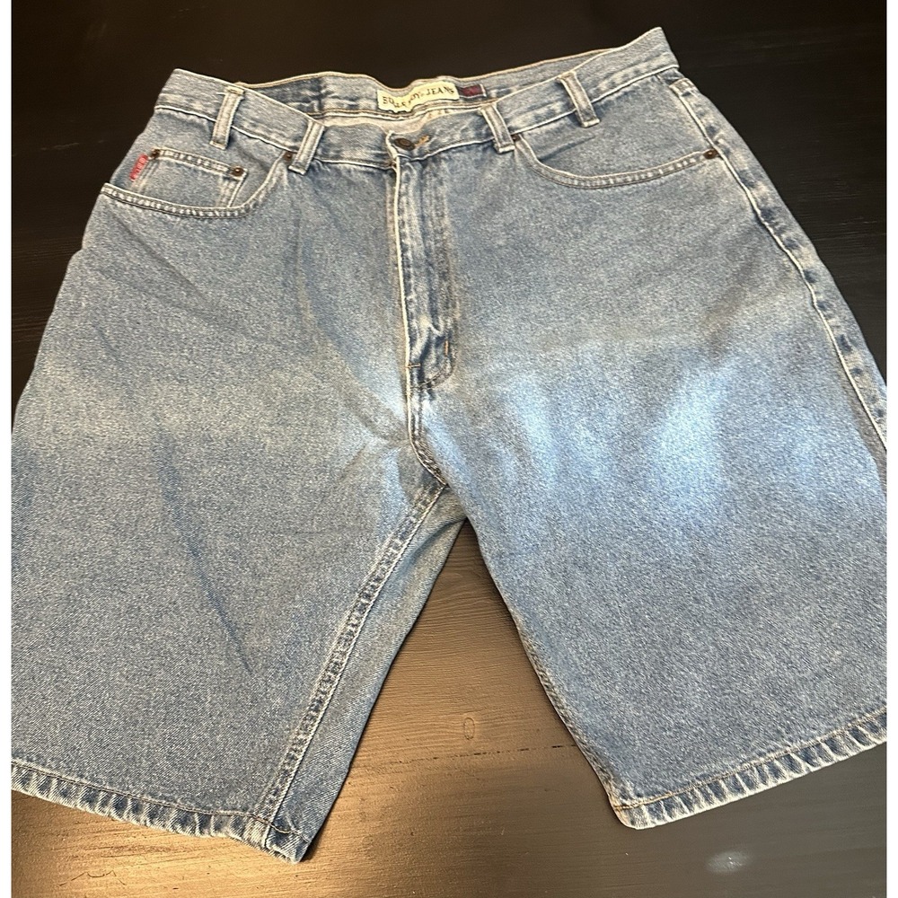 *Vintage Bugle Boy 760 Jean Shorts Mens 36 Blue Lightwash Denim Classic Dad 10"